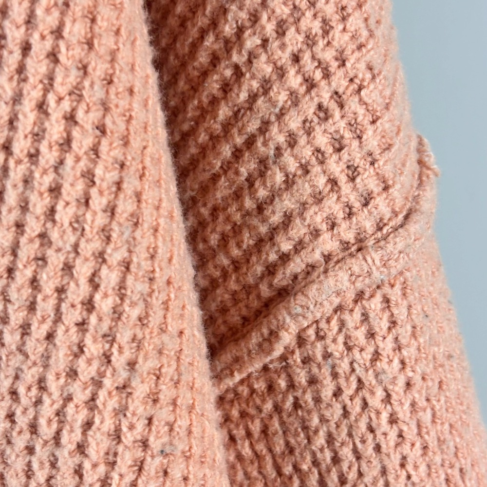 Aerie Waffle Knit Hoodie Pullover Peach Oversized V Neck Sweater - Picture 8 of 12